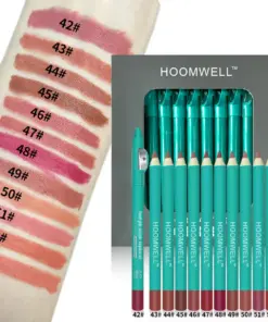 HOOMWELL™ Lipstick Crayon Matte Lip Color Lip Liner Pencil Built-In Sharpener
