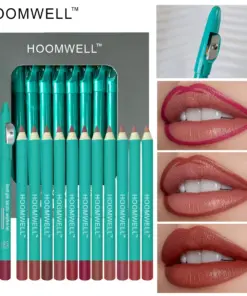 HOOMWELL™ Lipstick Crayon Matte Lip Color Lip Liner Pencil Built-In Sharpener
