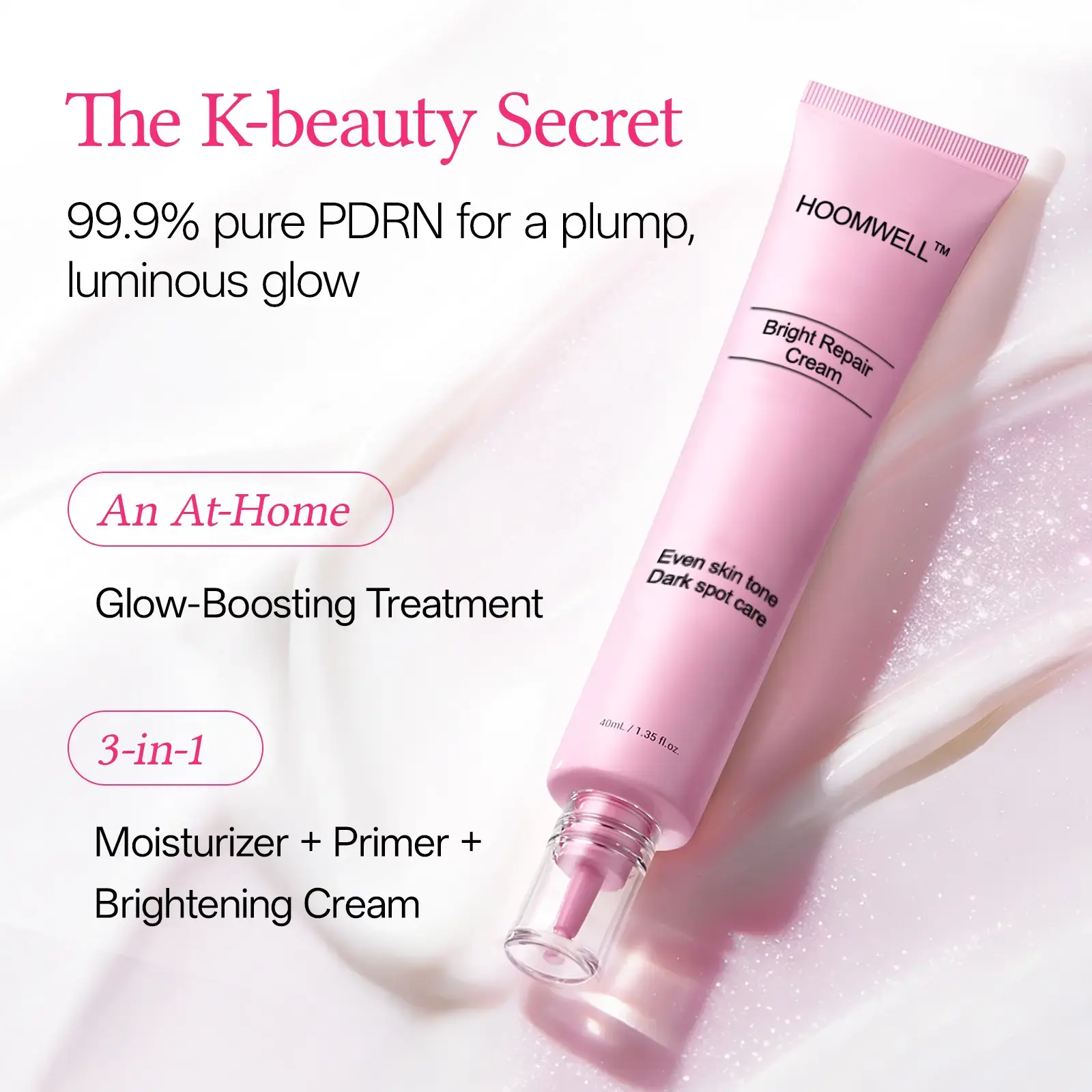 HOOMWELL™ Bright Repair Cream,Glass glow skin Strengthen skin barrier, Even skin tone, Dark spot care