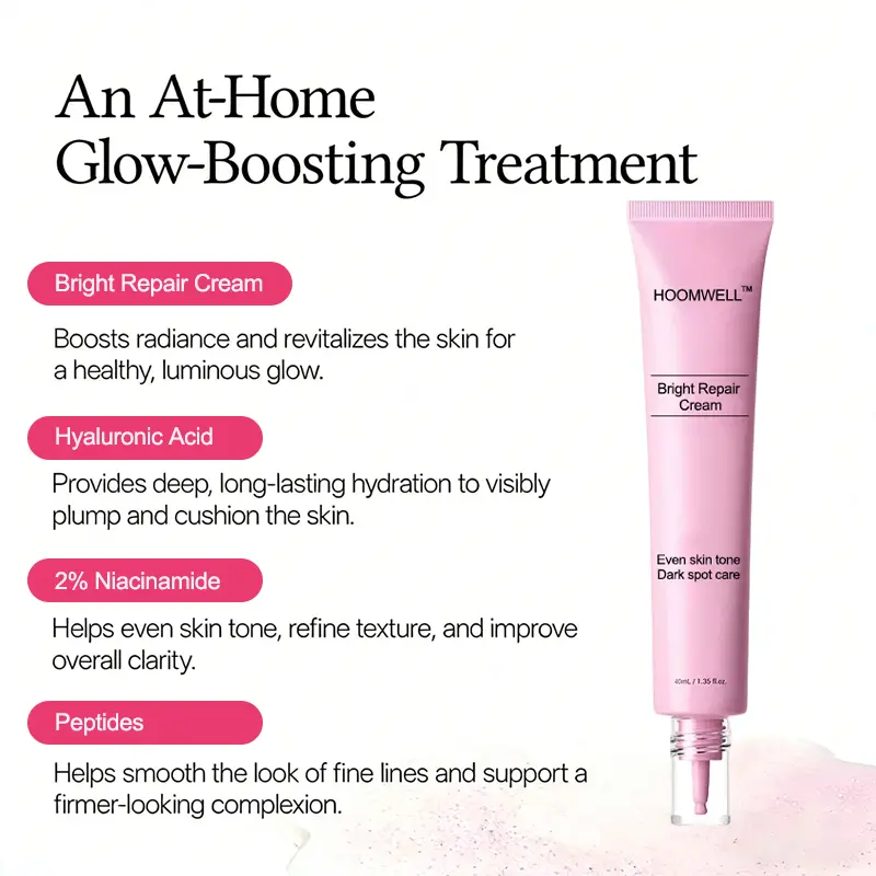 HOOMWELL™ Bright Repair Cream,Glass glow skin Strengthen skin barrier, Even skin tone, Dark spot care