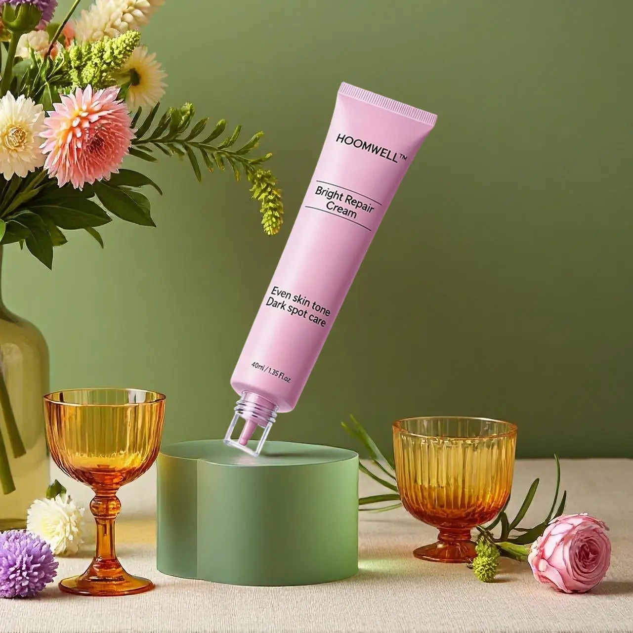 HOOMWELL™ Bright Repair Cream,Glass glow skin Strengthen skin barrier, Even skin tone, Dark spot care